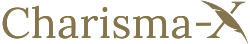The Charisma-X logo in gold lettering.